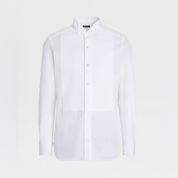 White Dress Shirt with Tailored Fit and Long Sleeves - Picture 1 of 10